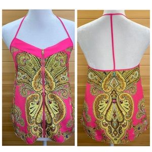 Ted Baker London Paisley Print Front Zipper Blouse